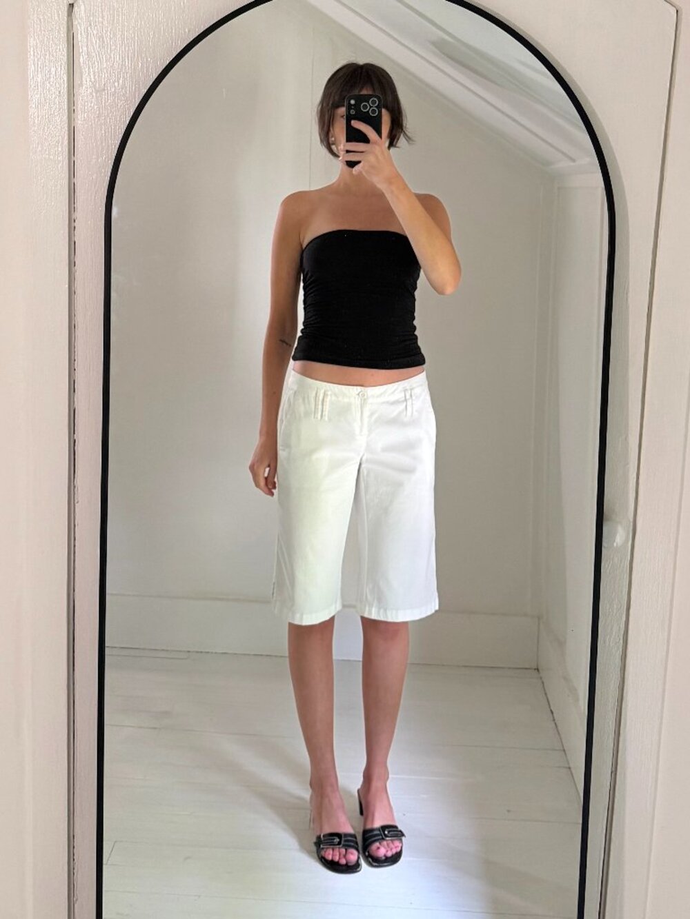 London Jean Vintage Y2K Low Rise Chino Bermuda Shorts White Size 2